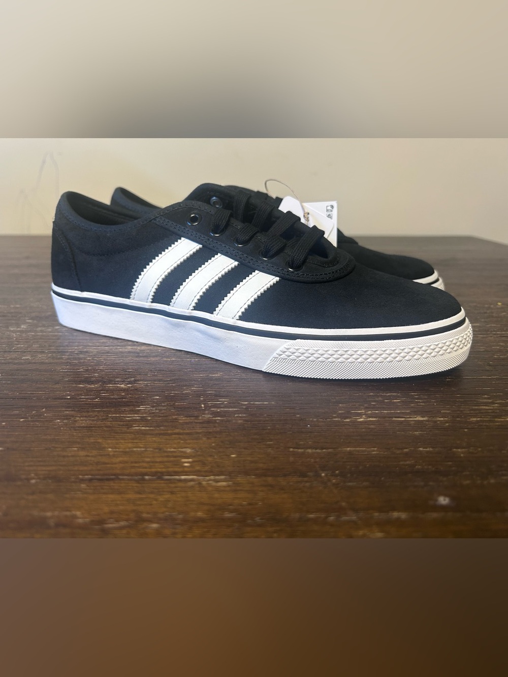 adidas Men’s Black Canvas Sneakers with White Three-Stripes